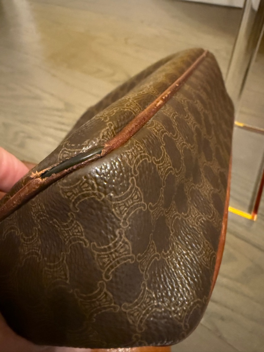 Celine Vintage Macadam Leather Flap Crossbody bag w/ Triomphe Logo Patch w/ COA - Picture 8 of 15